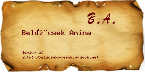 Belácsek Anina névjegykártya